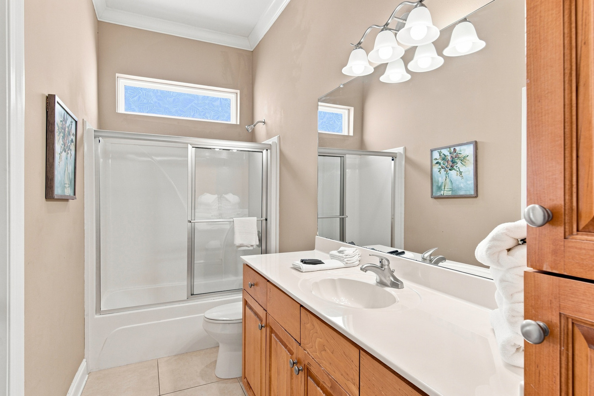 Full bathroom with a modern vanity
