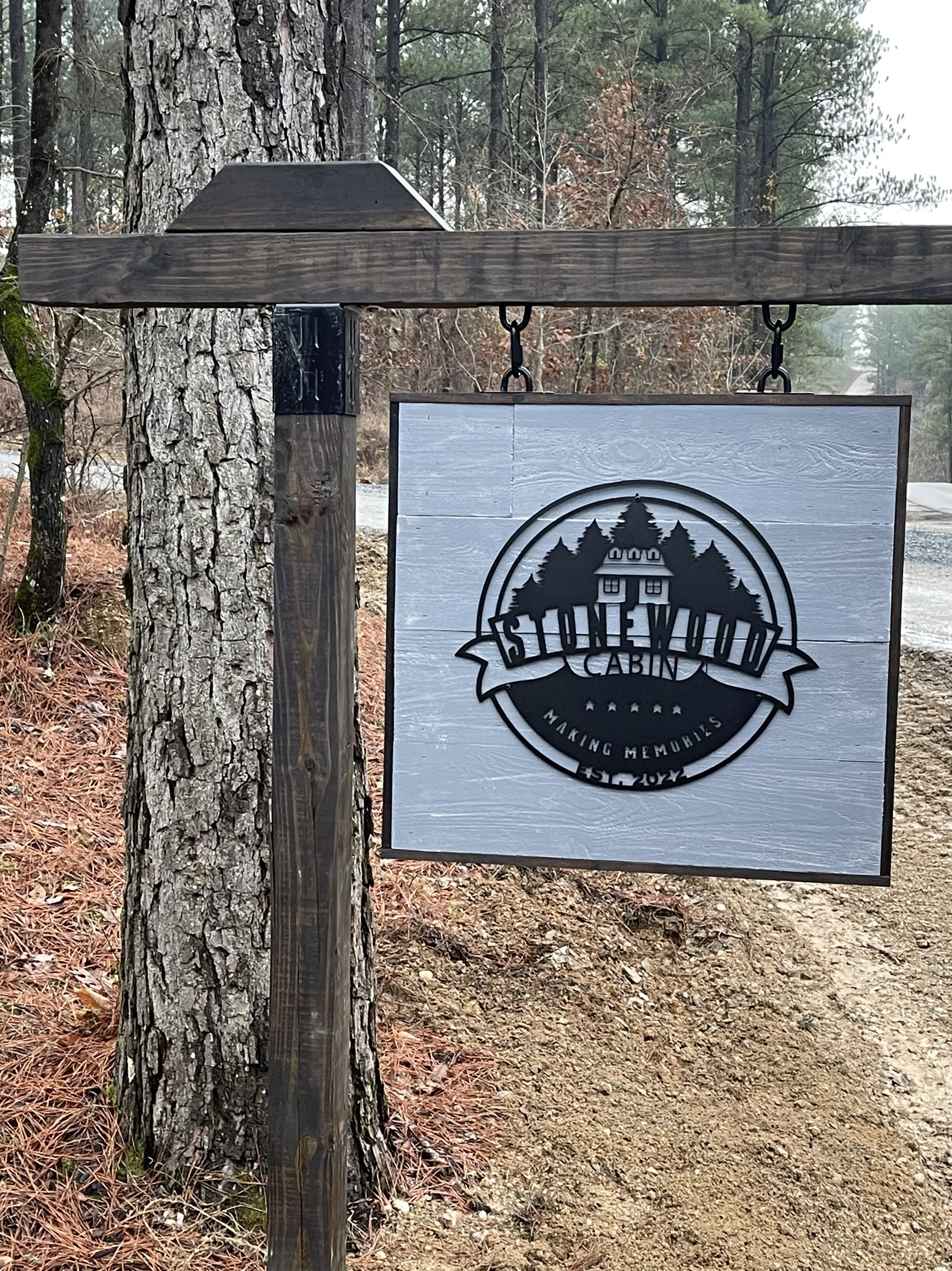 Our custom handmade Stonewood sign....You are HERE!!