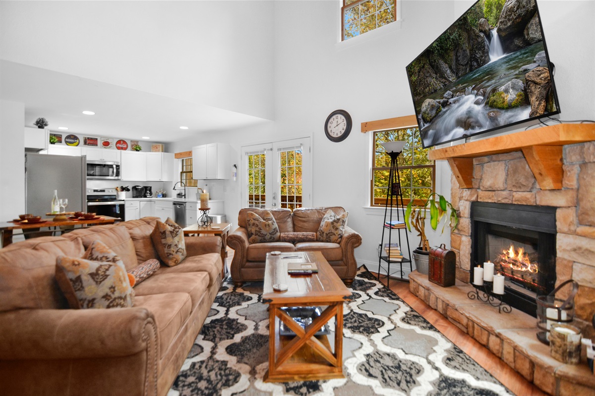 Luxurious Living Room at The Alpine Bungalow, Downtown Helen, GA