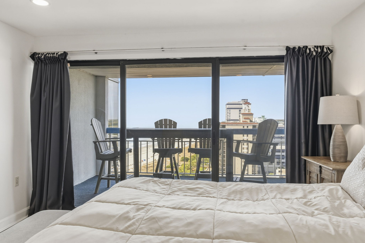 Balcony seating just off the primary bedroom