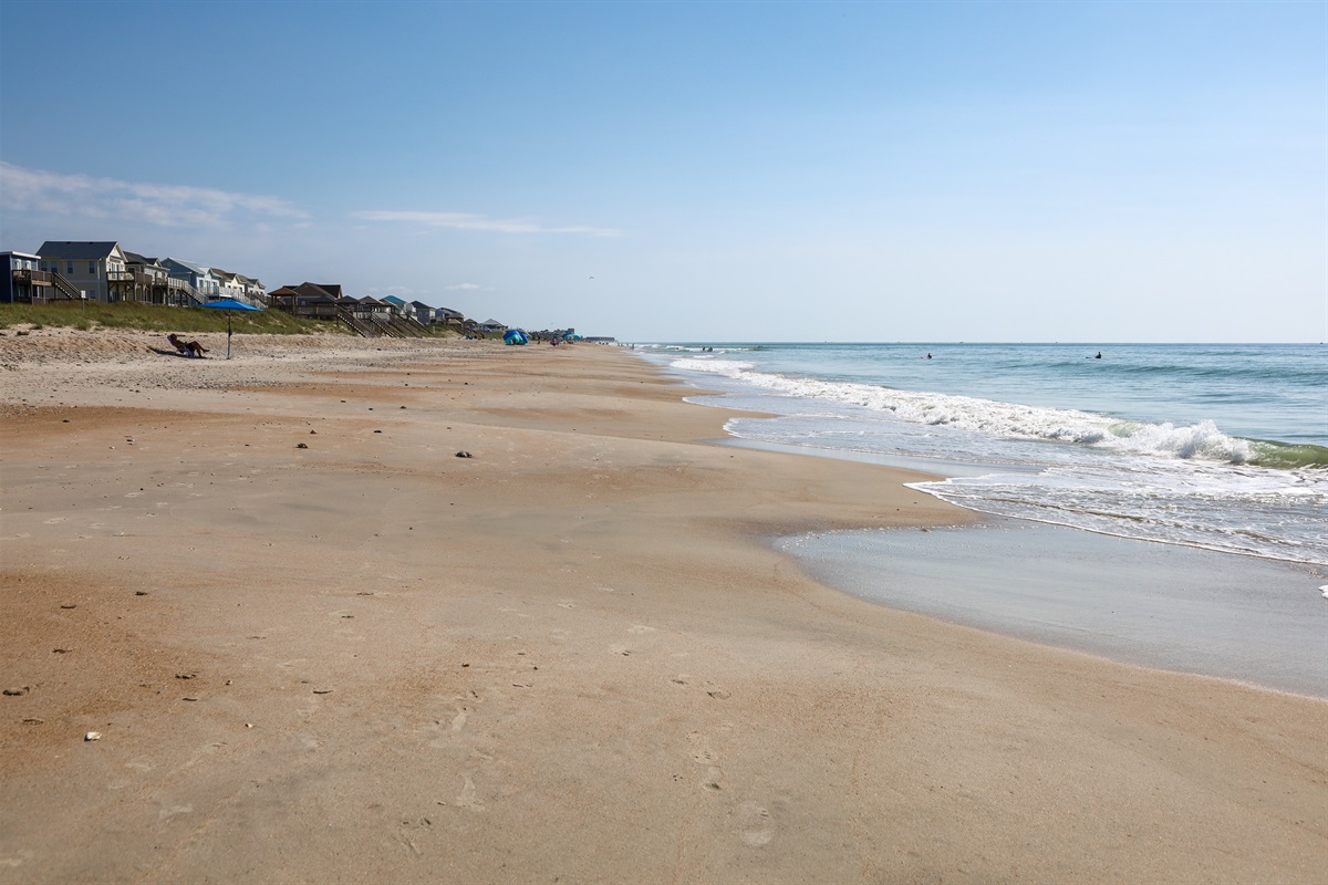 The waves meeting the sand