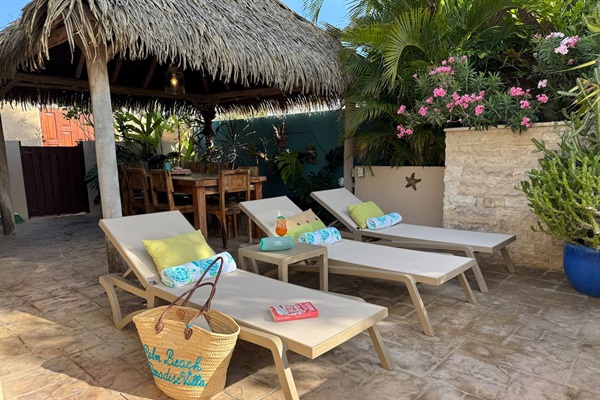 Private Palapa for Shade and Loungers for sunning poolside.