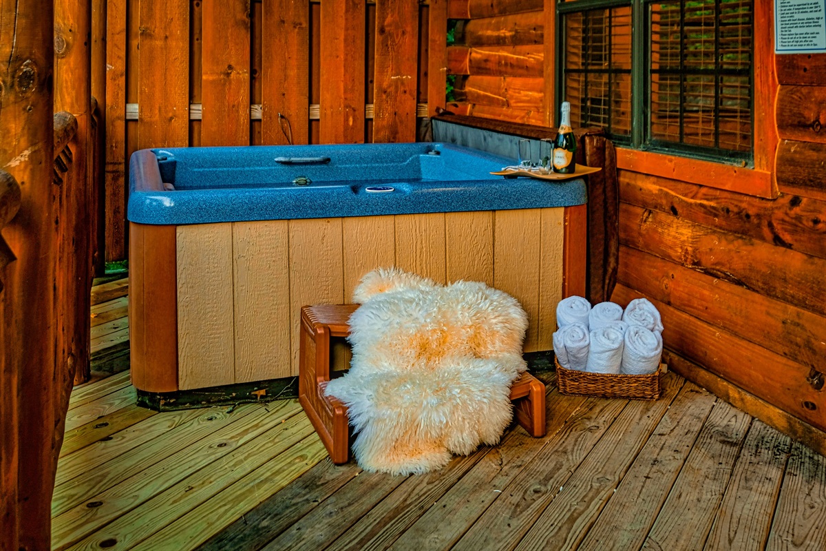 Unwind in the hot tub after your daytime adventures