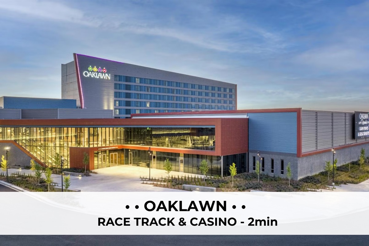 Oaklawn is 2 a min drive from the house.
