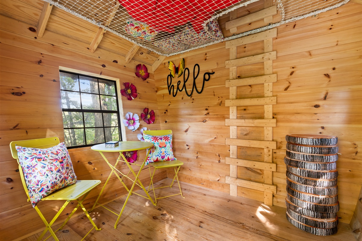 A cozy hideout made of wood, a retreat where little ones feel at home.