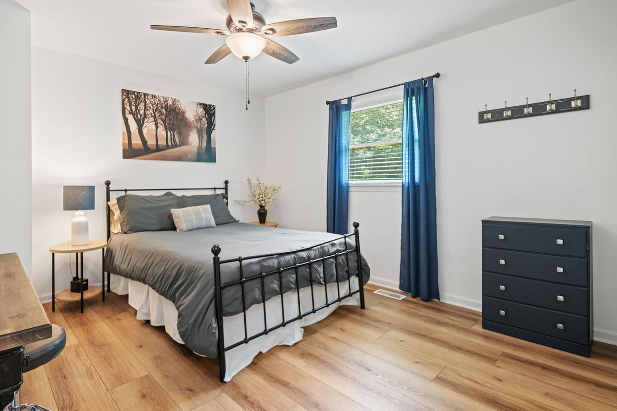 Bedroom 3 has Queen size bed, a large closet, & Ceiling fan