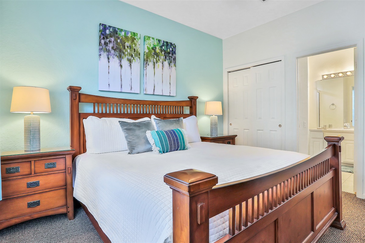 Second King suite bedroom with 55" TV. Now with luxury vinyl flooring.