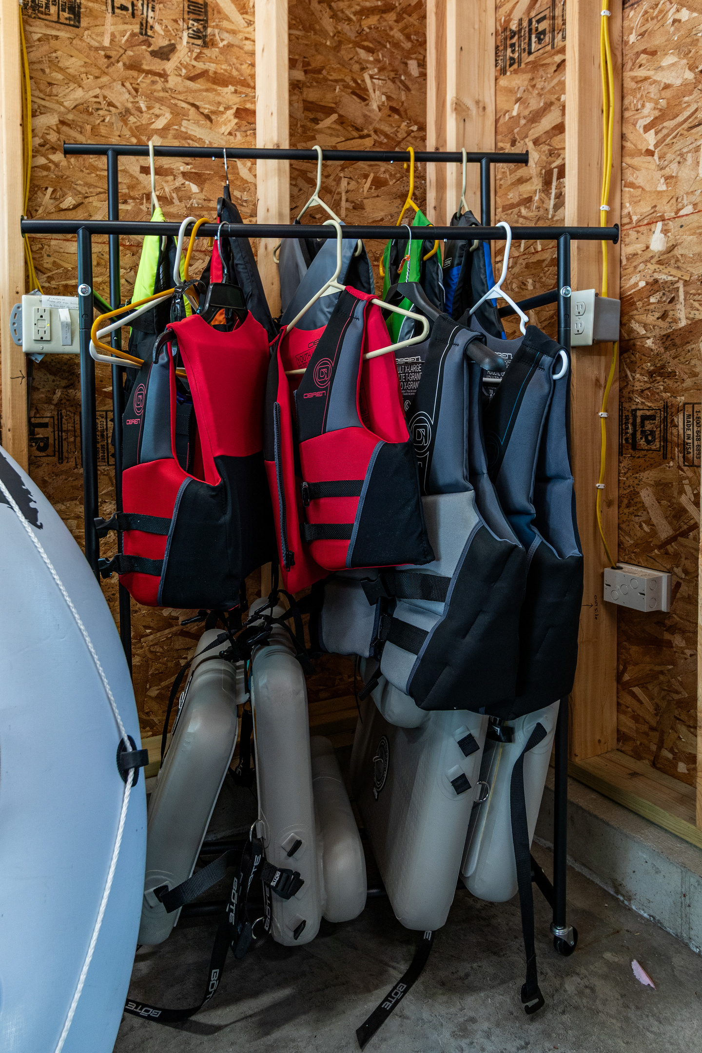 Safety comes first! A selection of life jackets is available for guests of all ages, along with a few inflatables for fun on the water.