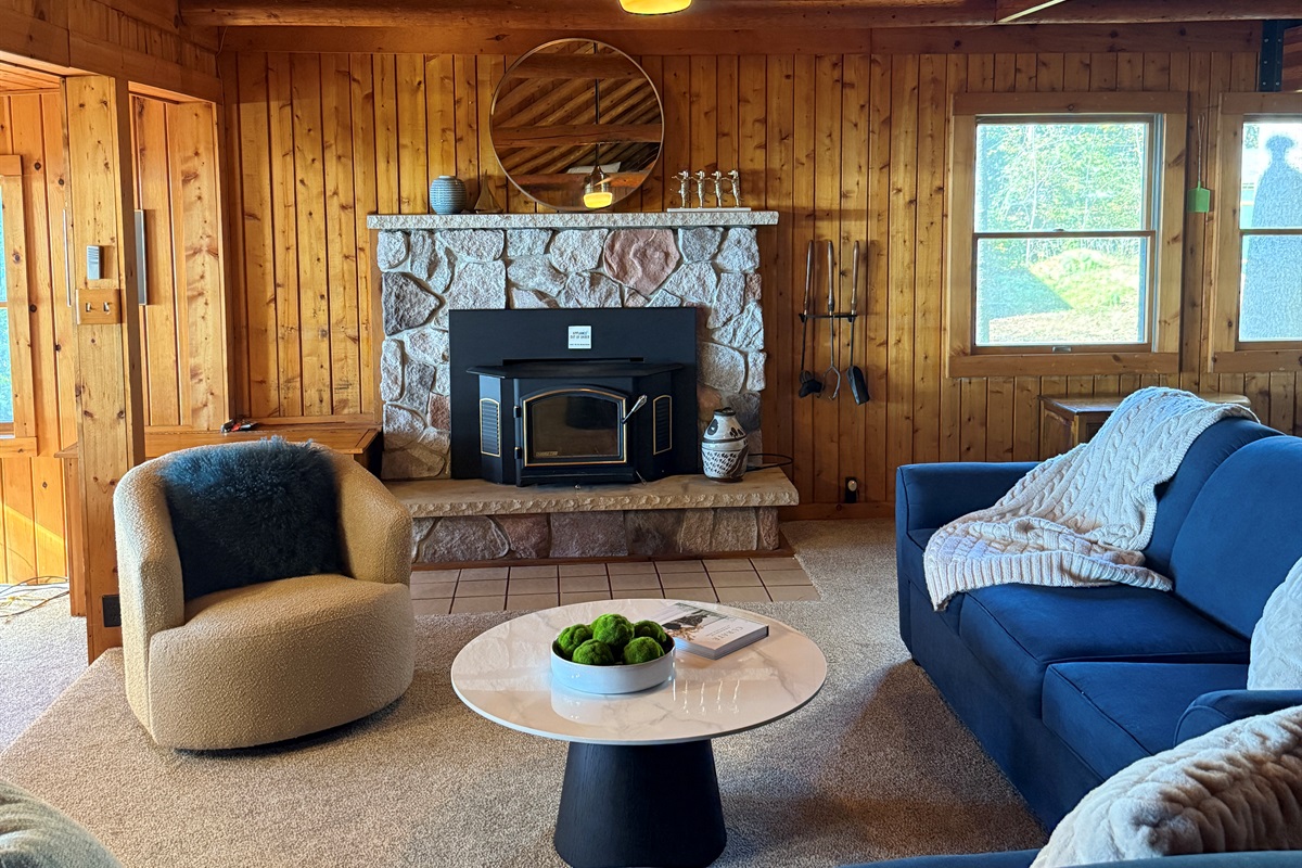 The fireplace is also getting a makeover. The current insert is being replaced with an electrical insert so you can have a fire any time you want it.  