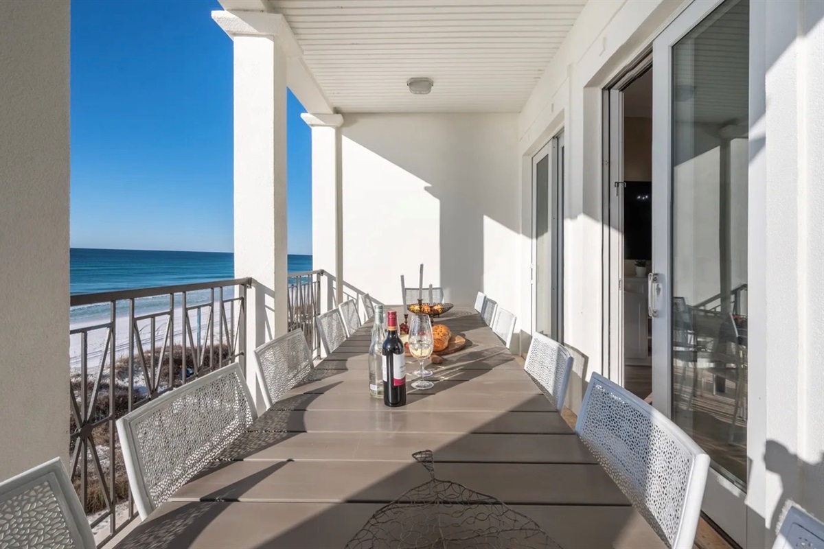 Large patio connected to the Living Space on the 2nd Floor offers space for dining and relaxing while you soak in the sights and sounds of the Emerald Coast!