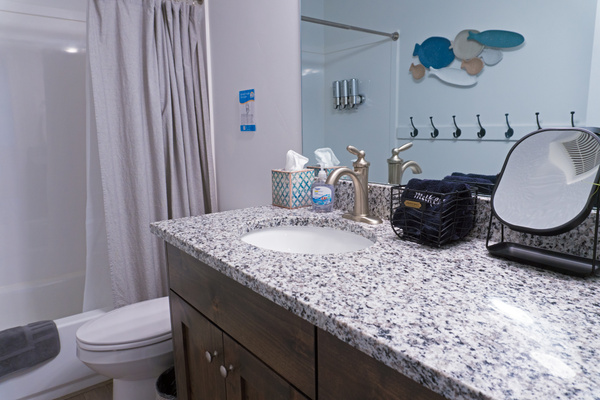 Basement bathroom with shower/tub