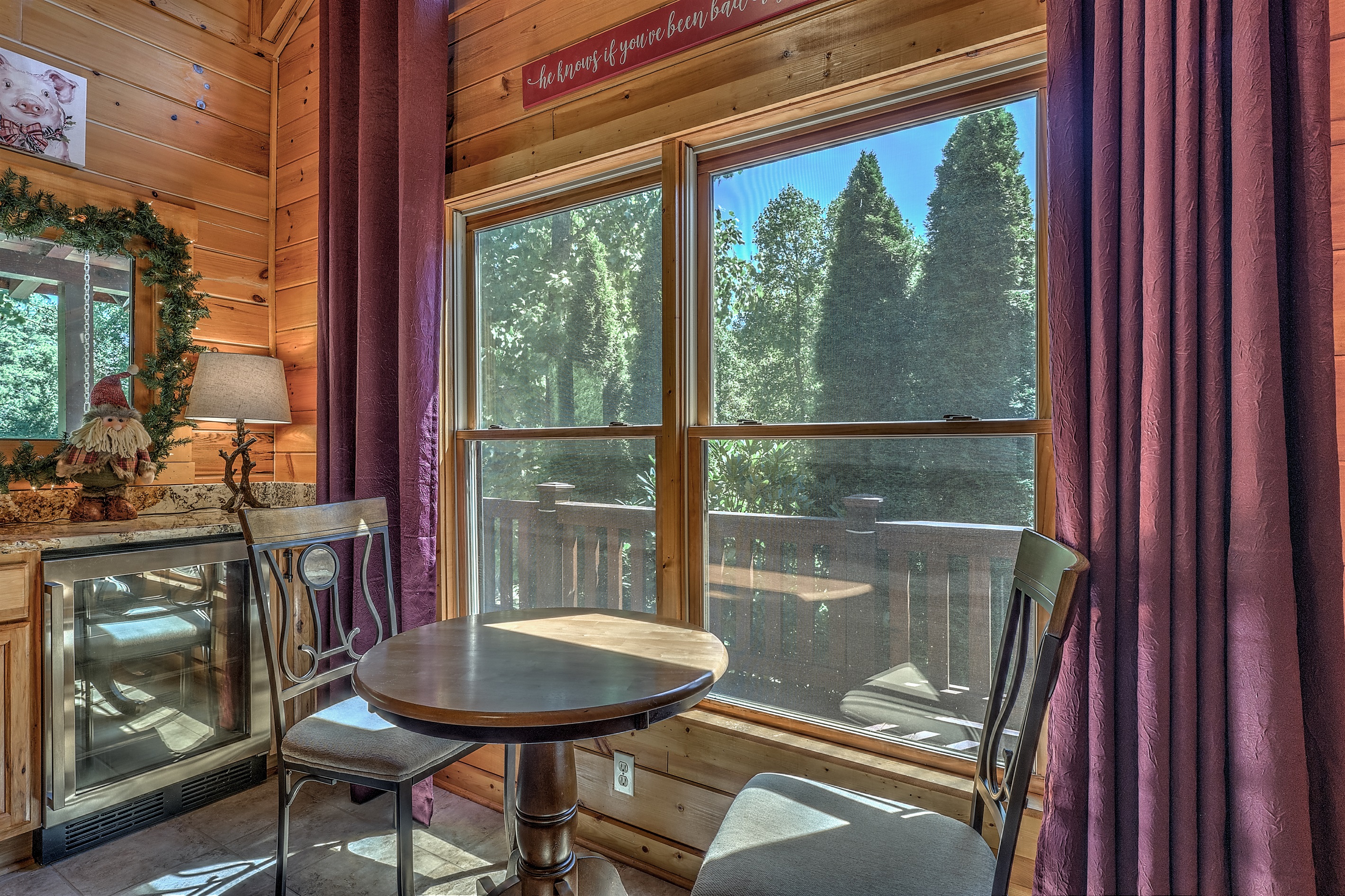 View from kitchen seating area.
