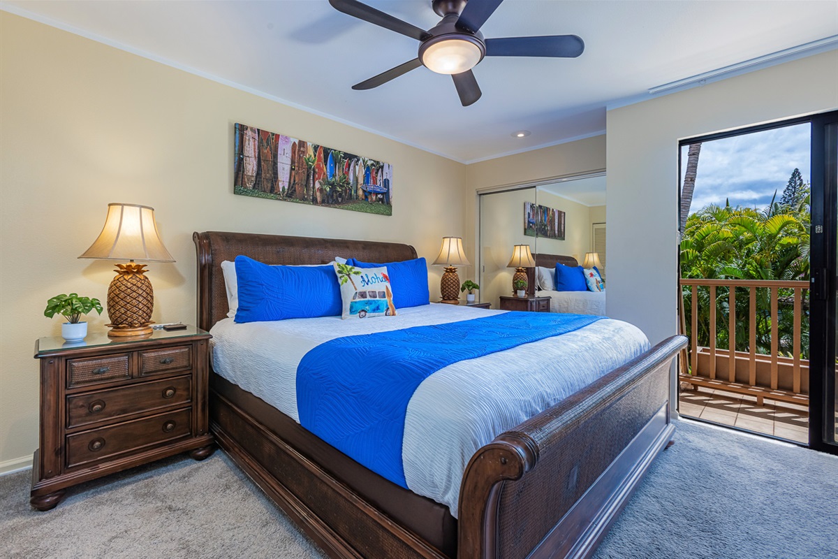 Main floor bedroom with King bed and lanai access