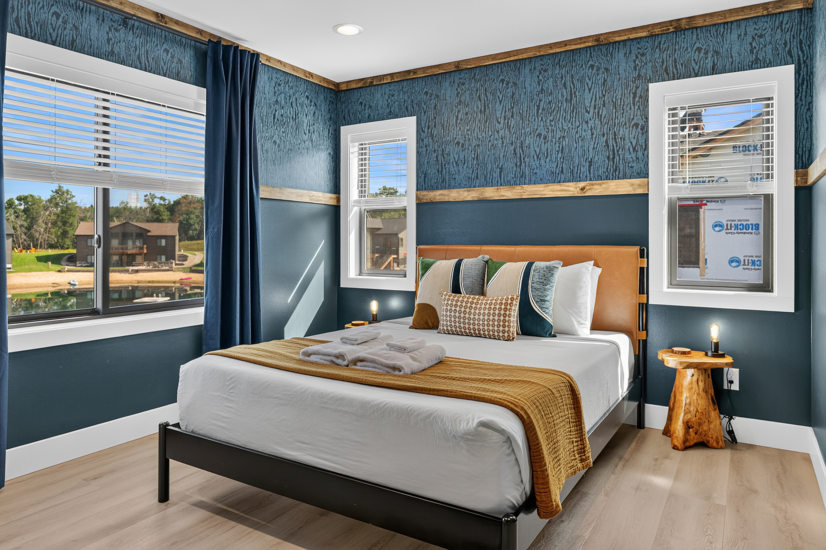 Lounge upstairs queen memory foam bedroom with lake view and smart tv