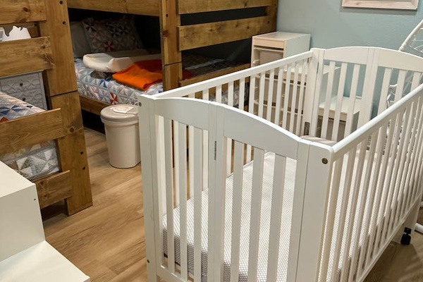 Portable full size crib & mattress available for all renters.