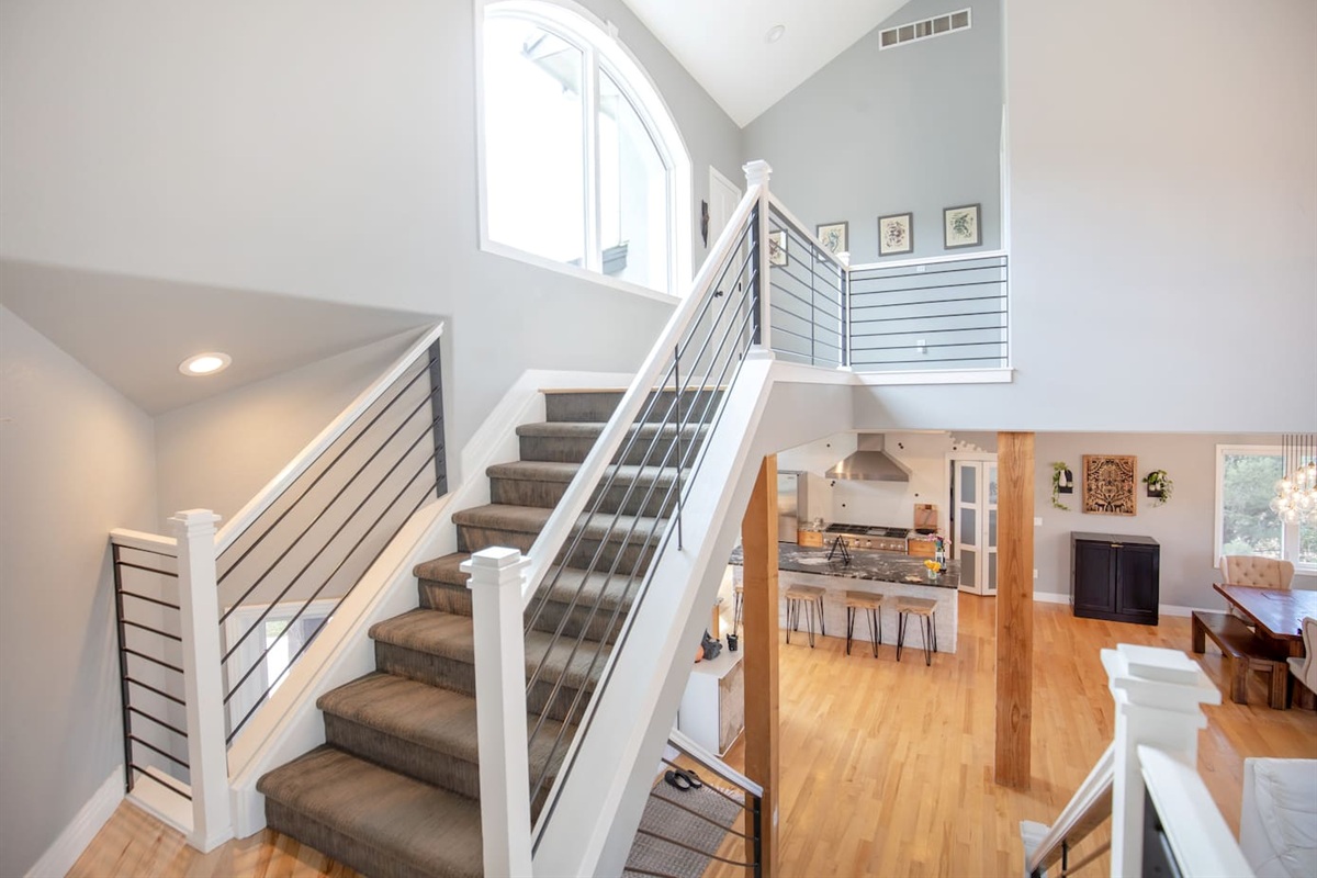 Walk up the stairs to your private retreat in our master bedroom!