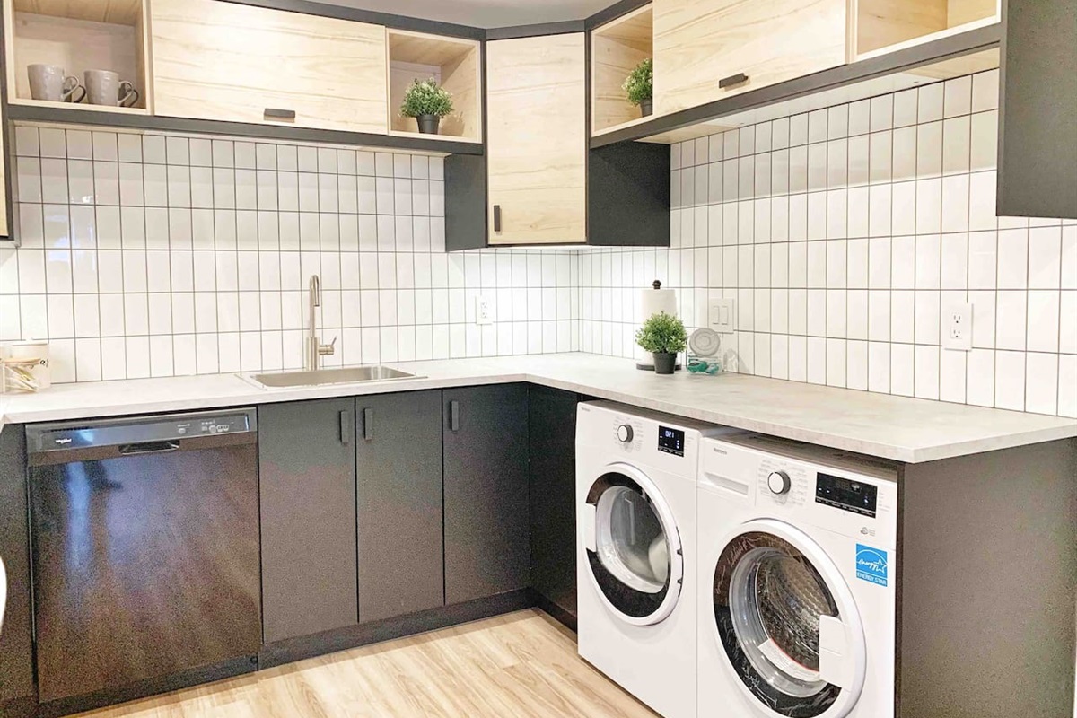 In-suite washer and dryer available for guest use.