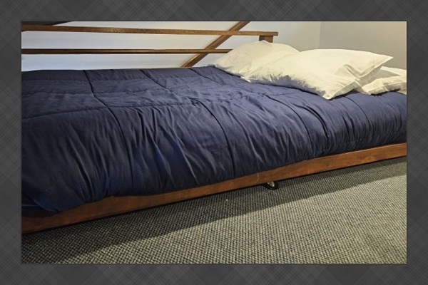 Loft area: Full-size bed.