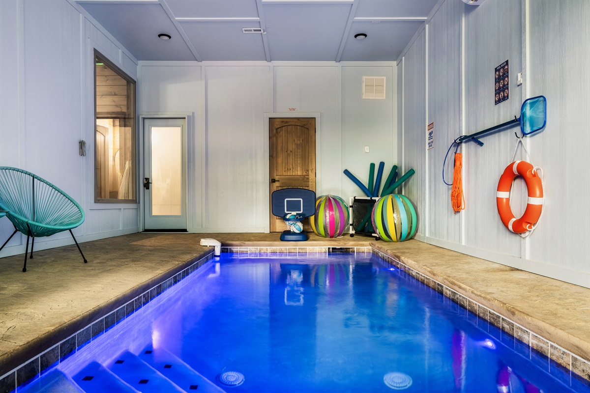Spacious indoor heated pool, perfect for year-round enjoyment