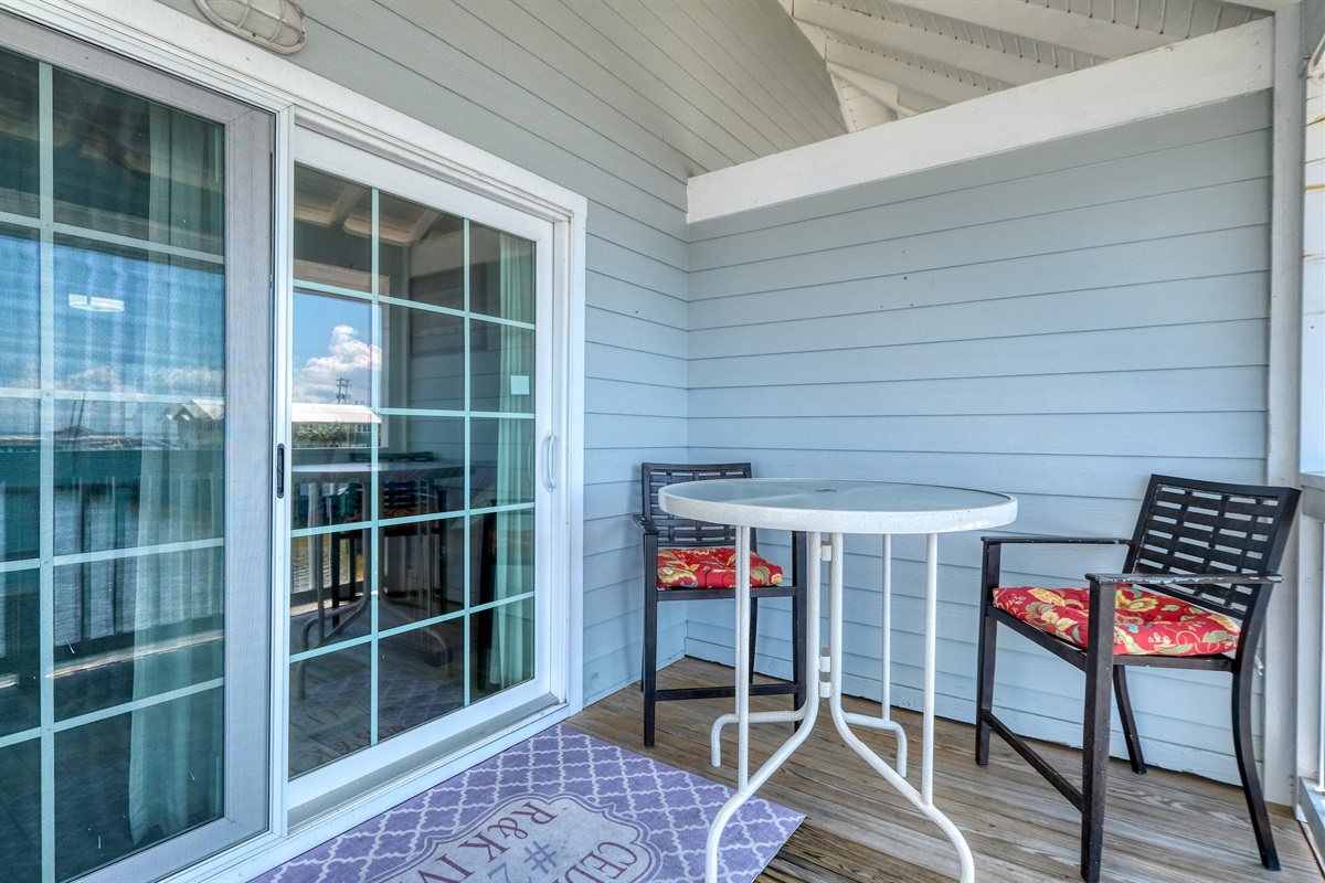 Dining seating available on the porch