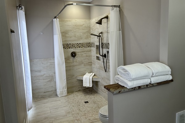 Enjoy our spacious, walk-in, no step shower in the Master Ensuite with Walk-In Shower