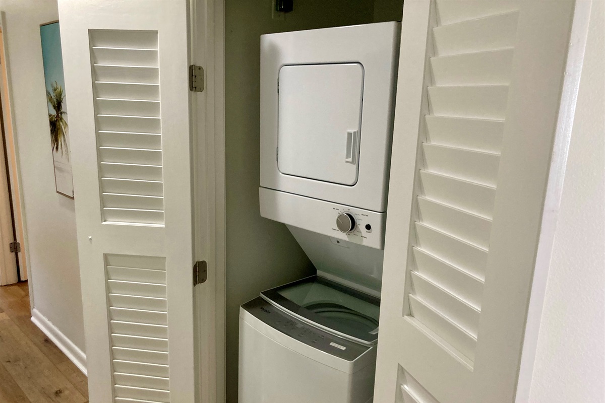 We have a new stackable washer and dryer for you to use!  A must have for any beach condo!