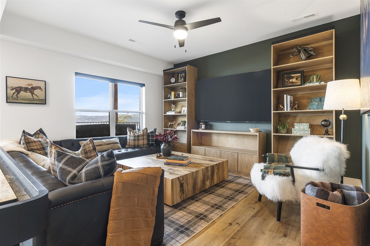 Lower level living space with PS4