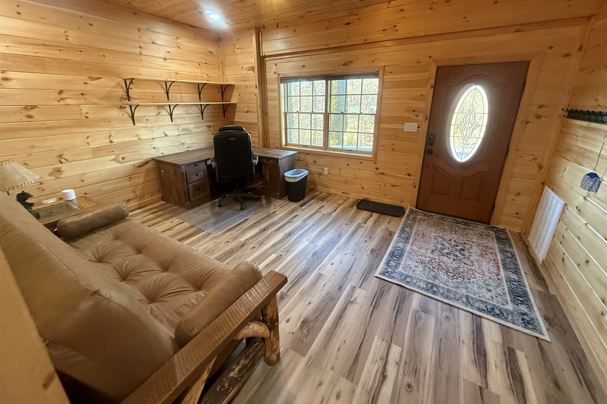 Bedroom2 when fold down sofa in small cabin over garage