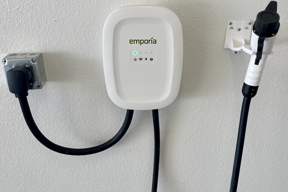 New universal EV charger in 2-car garage