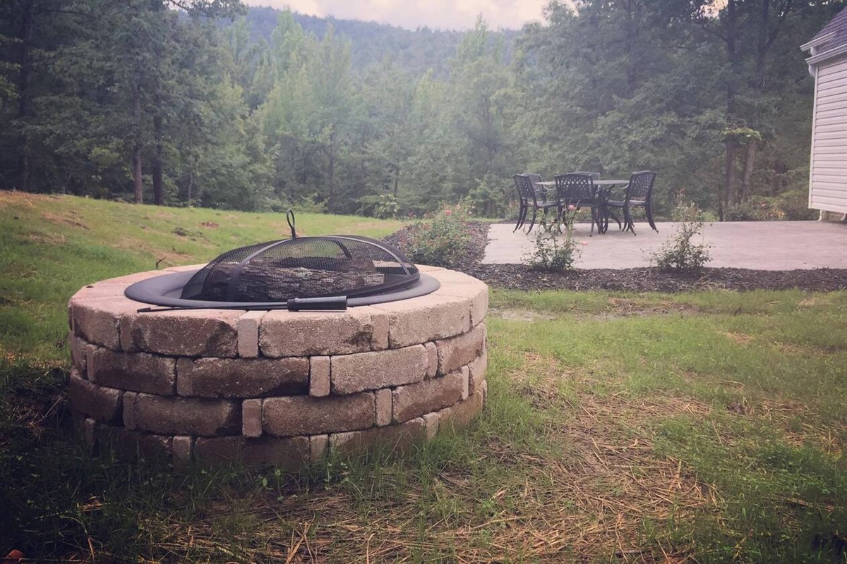 Fire pit with mountain view