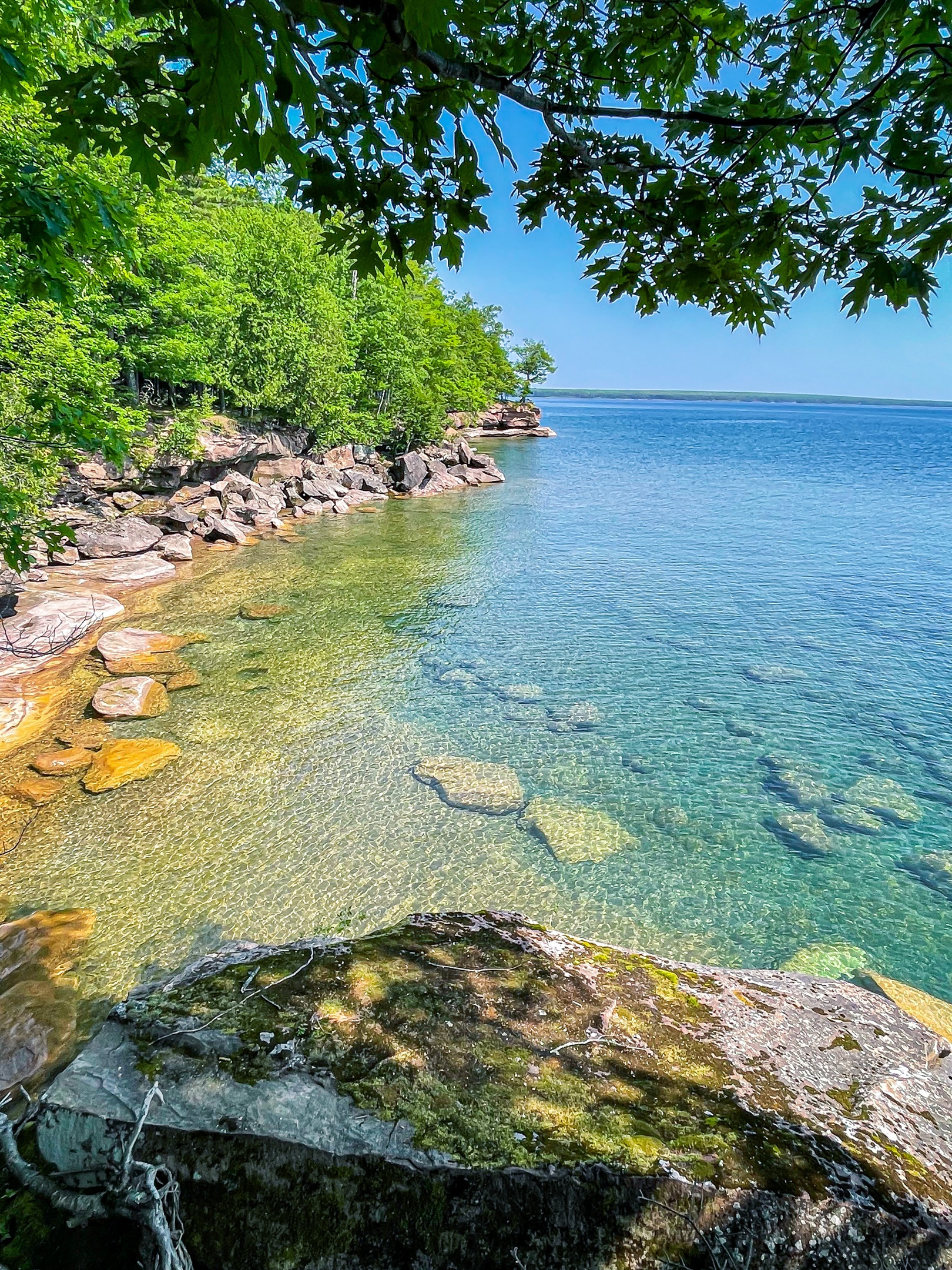 Views of Lake Superior on the Big Bay point loop trail on Madeline Island. Accessible by taking vehicle by Ferry from Bayfield to La Pointe/Madeline Island. 