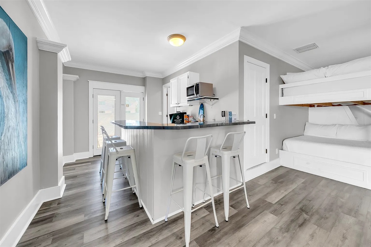 1st floor kitchenette/queen bunk bed
