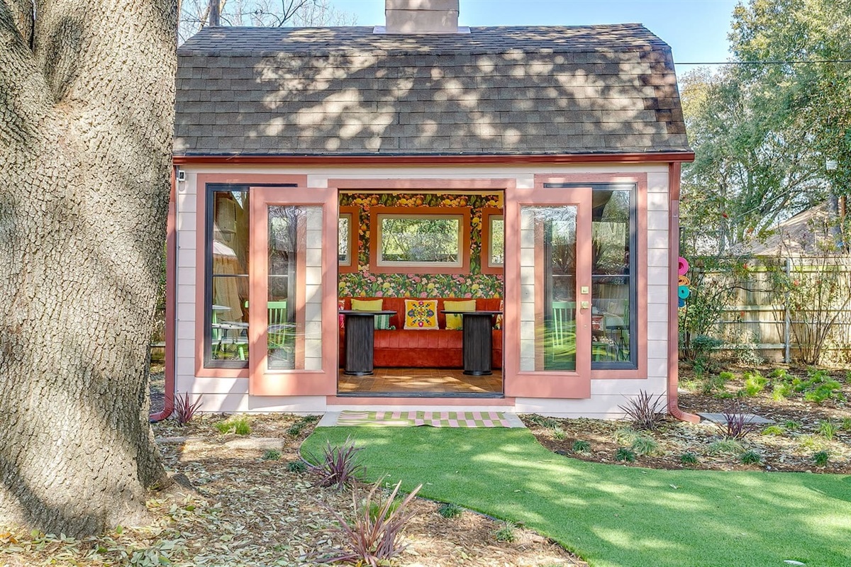 Signature pink studio crowned with a vintage cupola