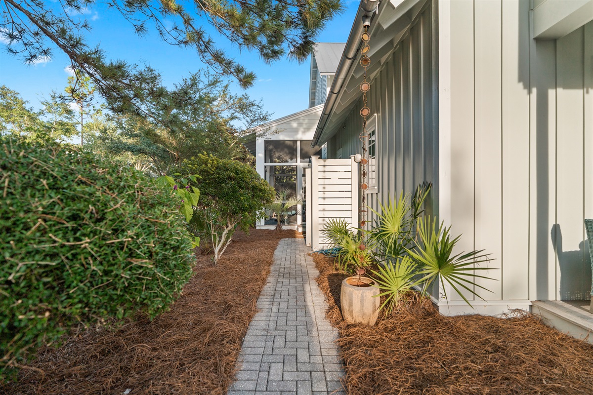 Outdoor shower and screened porch. 