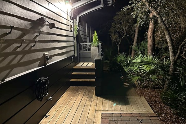 Lighted entry at night