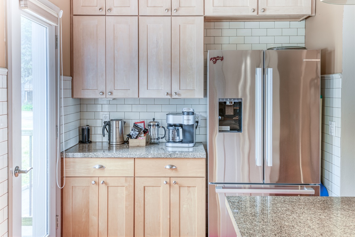 Coffee Bar and Refrigerator