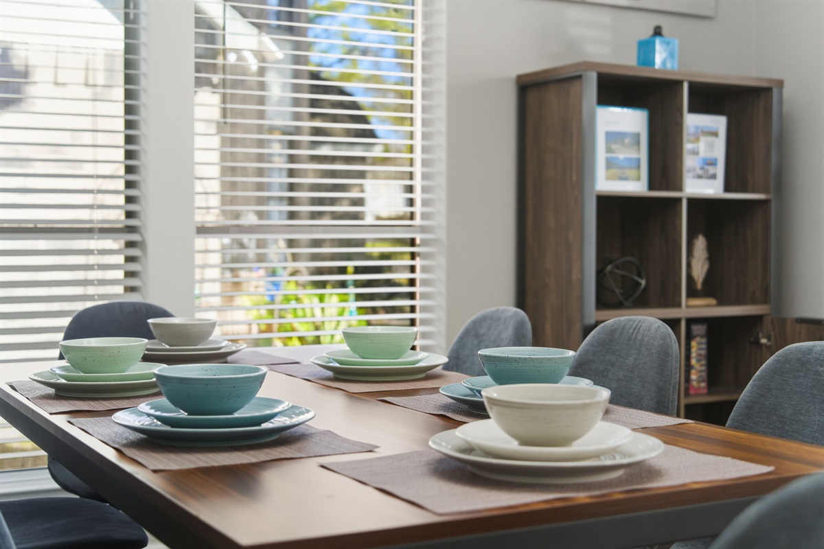 Gather everyone together for dinner in this open dining space.