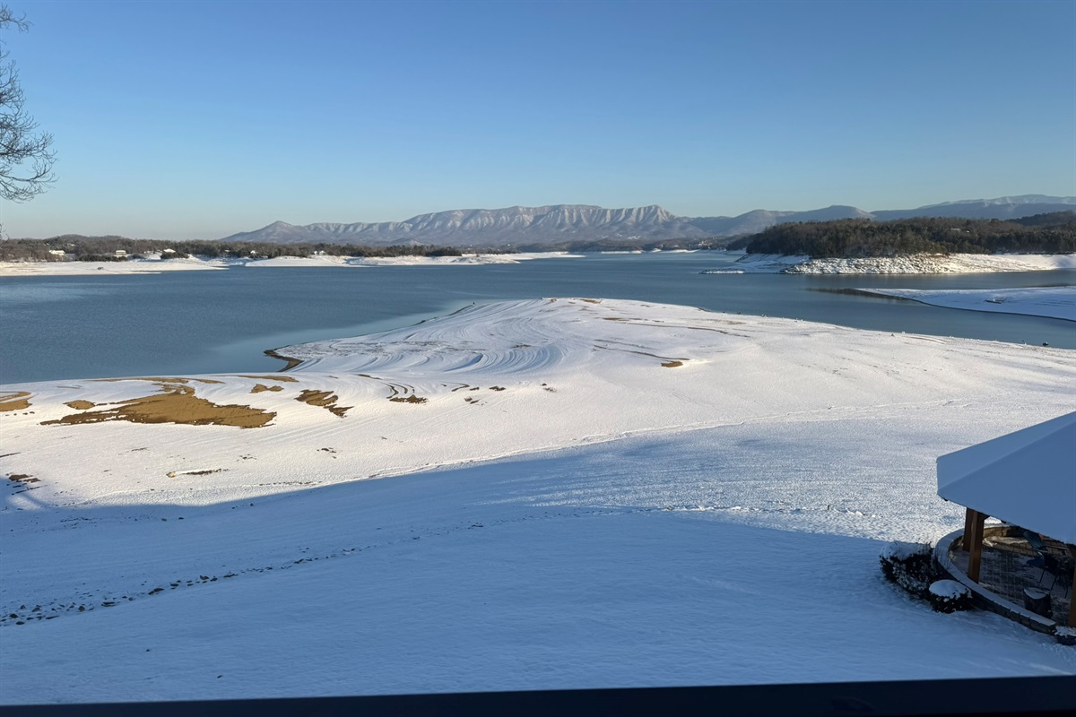 View with Snow in Feb, when water is at its lowest level of the year