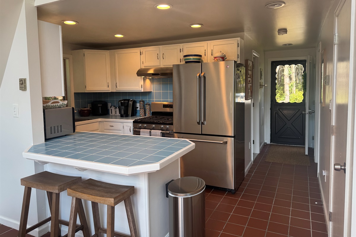 Kitchen with stainless steel appliances