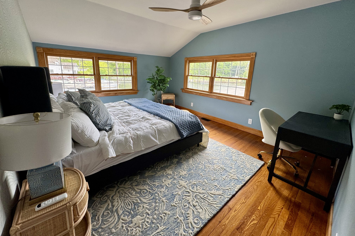 Master suite with king bedroom and workspace