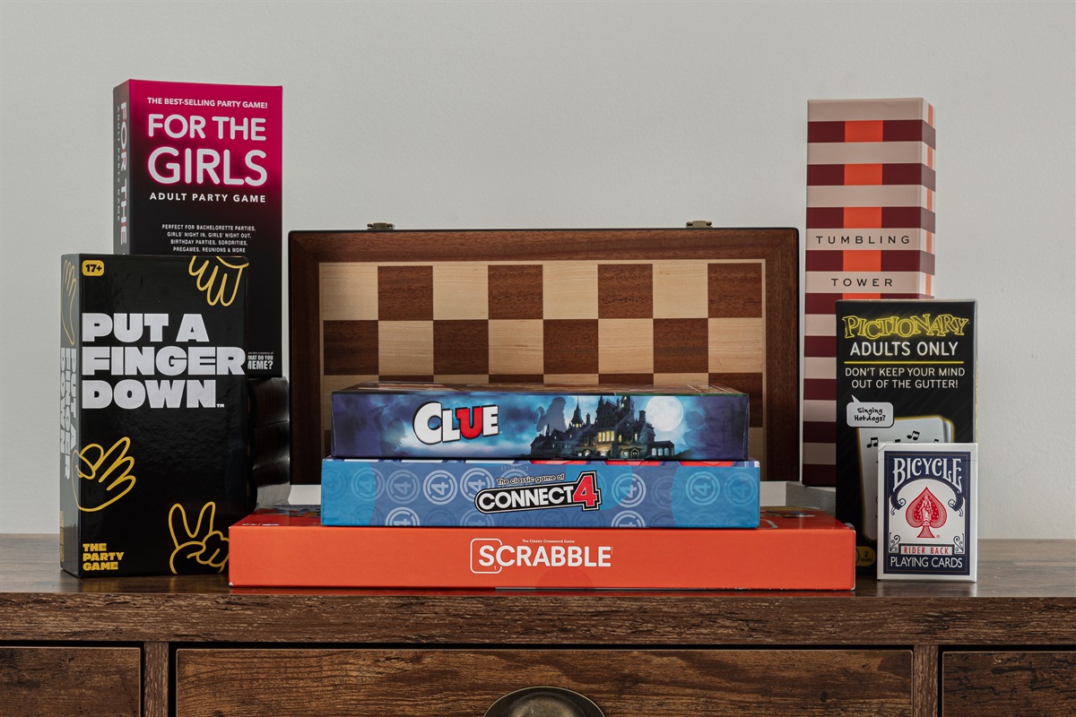{Game Collection}
Break out the board games, spark a little friendly competition, and settle in for a fun night with your crew. Perfect for rainy days, late-night laughs, and screen-free connection.