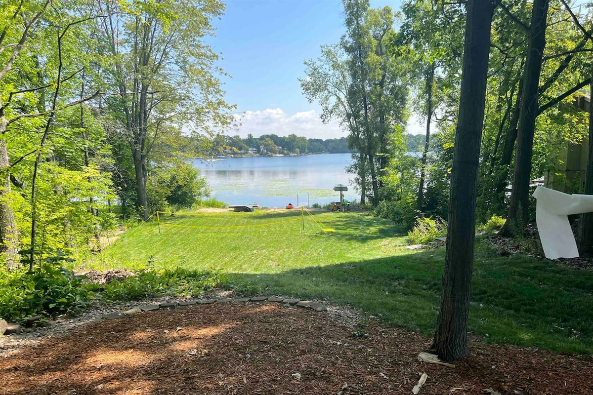 This "back yard" is huge with plenty of room for additional tents, outdoor games, and fires by the lake.