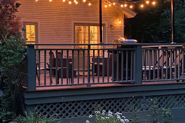 Beautiful deck surrounded by nature and beautiful garden