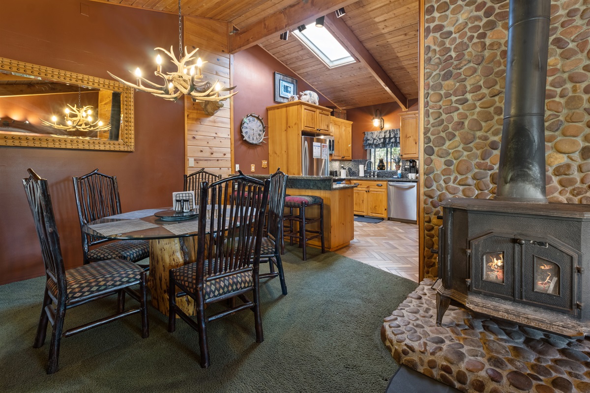 Dining for 5 and wood-fired stove for wintery nights