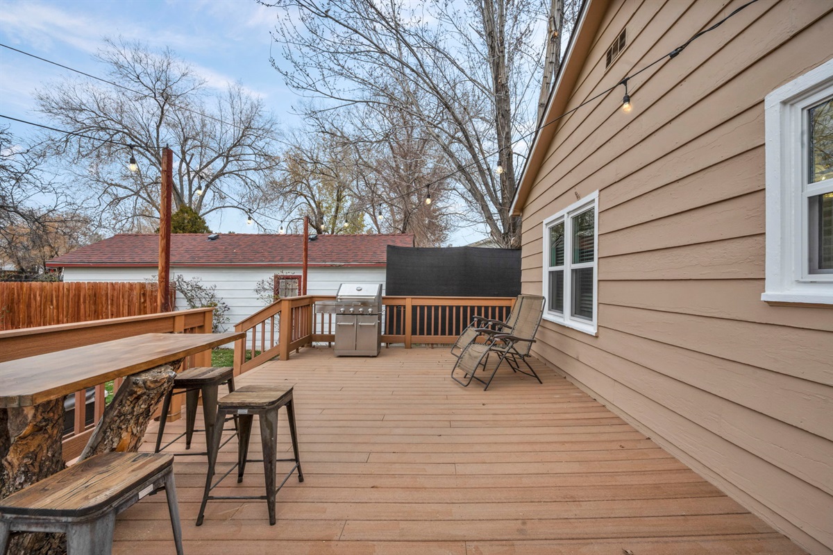 The deck is a fun place to BBQ.