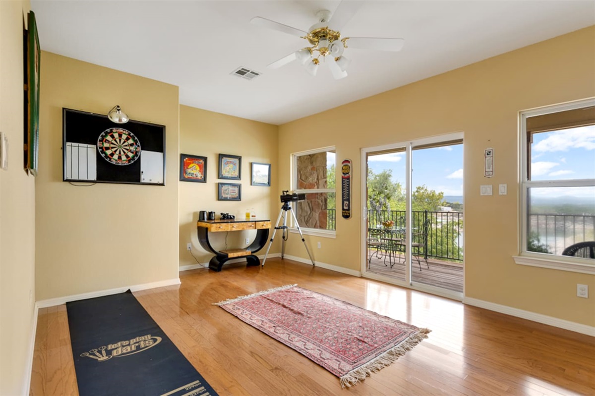 Game room with access to balcony porch