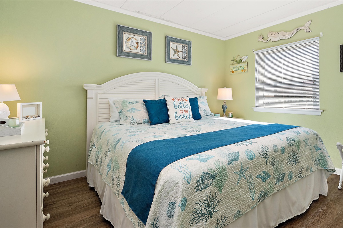 With a dresser and closet, there's plenty of room to unpack and stay for a while.