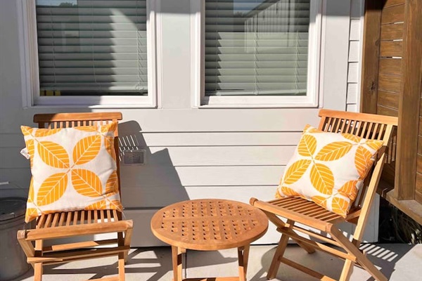 Relax on the patio after a day  on the beach.