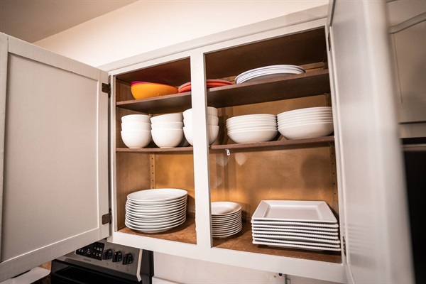 Fully stocked kitchen, with everything you'd need to prepare even large holiday meals.  