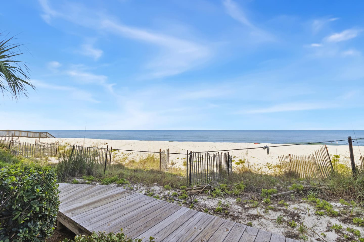Walk out the door, take a few steps, and your feet are in the sand of Cape San Blas's famous white Gulf beach.